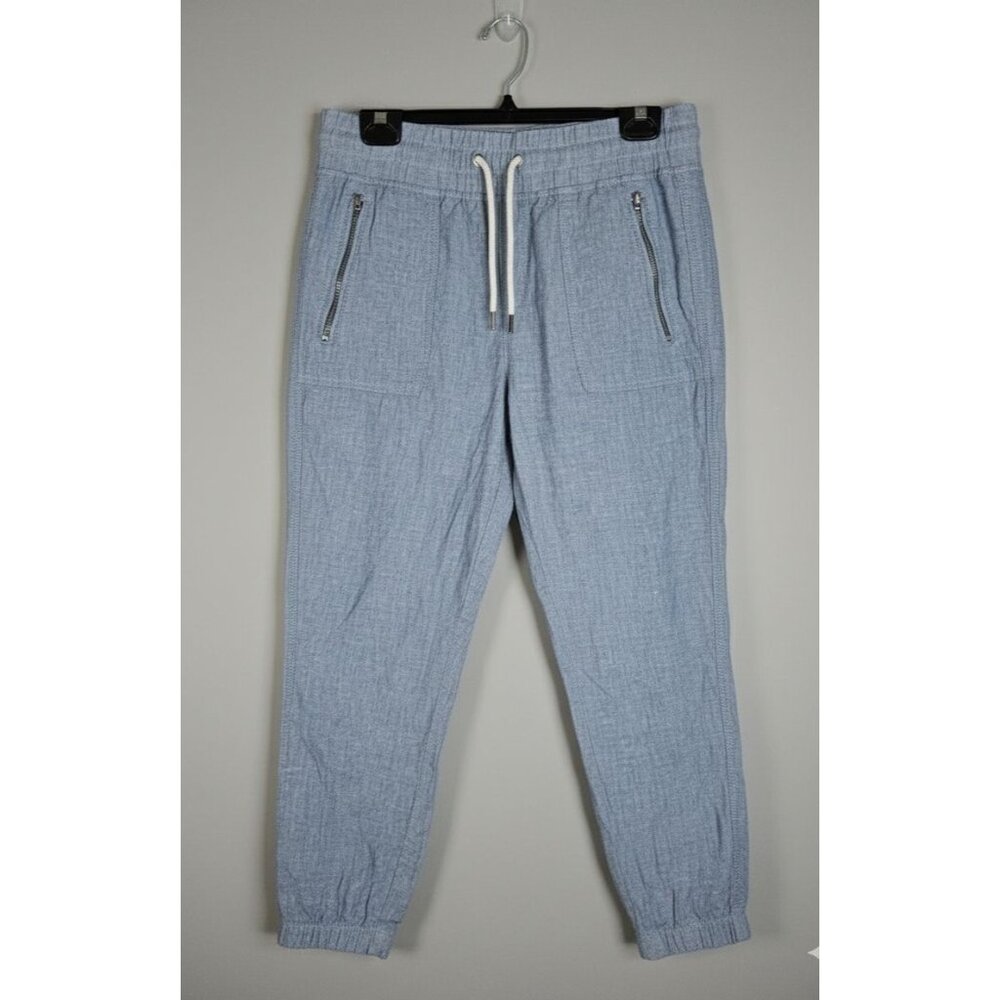 Athleta Blue Cabo Linen Joggers Athleisure Loungewear Women Size 8 PETITE - Picture 2 of 9